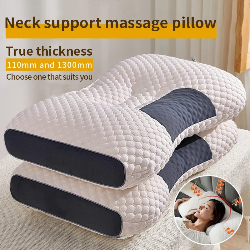 Neck Pillow for Sleeping - Cervical Support, Soybean Fiber Massage Pillow