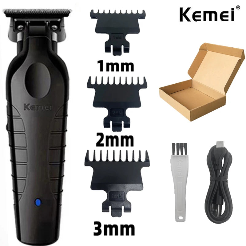 Kemei 2299 Barber Cordless Hair Trimmer 0mm Zero Gapped Carving Clipper Detailer Professional Electric Finish Cutting Machine [HAI]