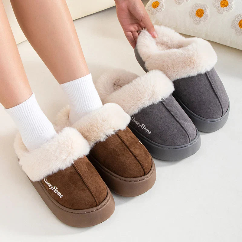 Winter Cotton Slippers | Warm Plush Indoor-Outdoor Shoes for Women & Men | Versatile Flat-Bottom Design with Anti-Slip Soles