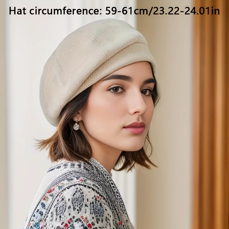 Women's Wool Beret Hats Plaid Autumn Winter Vintage Fashion